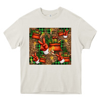 Cream Christmas Santa Claus peace hand Heavy Core Tee - Jasminsmagicworld