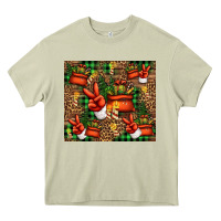 Mossy Christmas Santa Claus peace hand Heavy Core Tee - Jasminsmagicworld