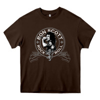 Chocolate Brown Bon Scott Rock n' Roll Lion Shield Heavy Core Tee - trangStudio