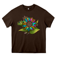 Chocolate Brown western sunflower Heavy Core Tee - JahusDesignShop