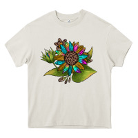 Cream western sunflower Heavy Core Tee - JahusDesignShop