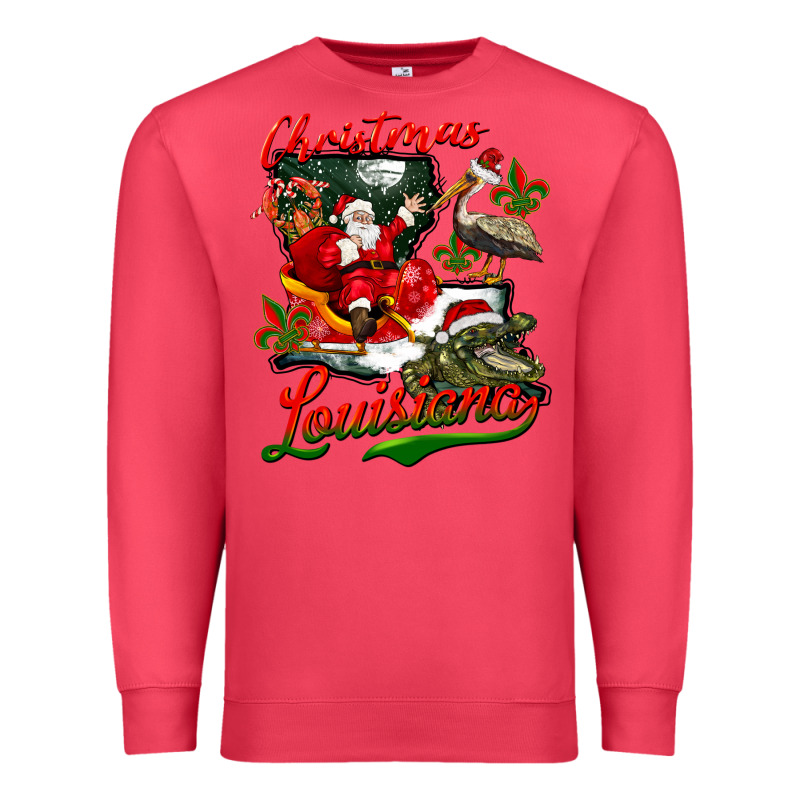 Louisiana Christmas With Santa Premium Sweatshirt by BarkalooDesign | Teevron