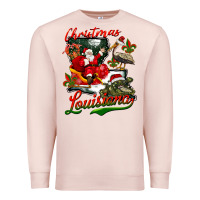 Pale Pink louisiana christmas with santa Premium Sweatshirt - BarkalooDesign