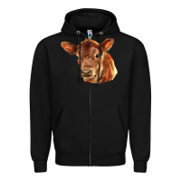 Black red angus calf face Zipper Hoodie - LillyAllenDesigns