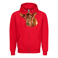 Red red angus calf face Zipper Hoodie - LillyAllenDesigns