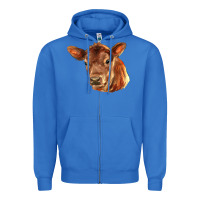 True Royal red angus calf face Zipper Hoodie - LillyAllenDesigns