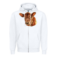 White red angus calf face Zipper Hoodie - LillyAllenDesigns