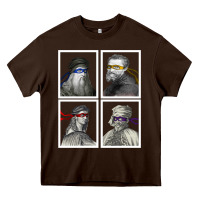 Chocolate Brown Ninja Artists Leonardo Donatello Raphael Michelangelo Parody Renaissan Heavy Core Tee - trangStudio