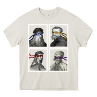 Cream Ninja Artists Leonardo Donatello Raphael Michelangelo Parody Renaissan Heavy Core Tee - trangStudio