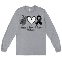 Heather Grey Peace Love Cure Melanoma Cancer Long Sleeve Tee - Jasminsmagicworld
