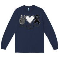 Navy Peace Love Cure Melanoma Cancer Long Sleeve Tee - Jasminsmagicworld