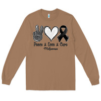 Toasted Coconut Peace Love Cure Melanoma Cancer Long Sleeve Tee - Jasminsmagicworld