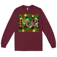 Burgundy st patricks day lucky clover and coins Long Sleeve Tee - CowGirlArtShop
