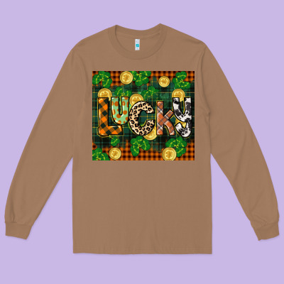 St Patricks Day Lucky Clover And Coins Long Sleeve Tee Designed By Cowgirlartshop