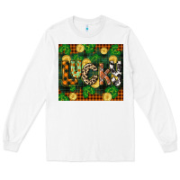 White st patricks day lucky clover and coins Long Sleeve Tee - CowGirlArtShop