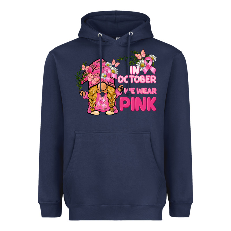 In October We Wear Pink Gnome Heavyweight Hoodie by BarkalooDesign | Teevron