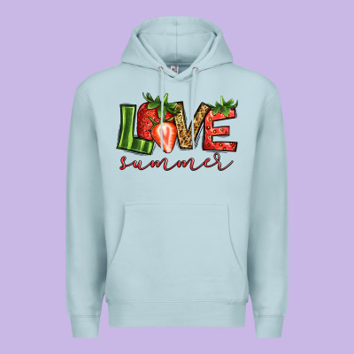 Love Summer Strawberry Premium Hoodie Designed By Jasminsmagicworld