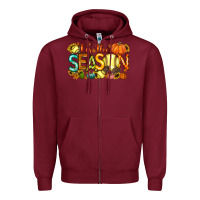 Burgundy tis the season softball Zipper Hoodie - RacoonDesign