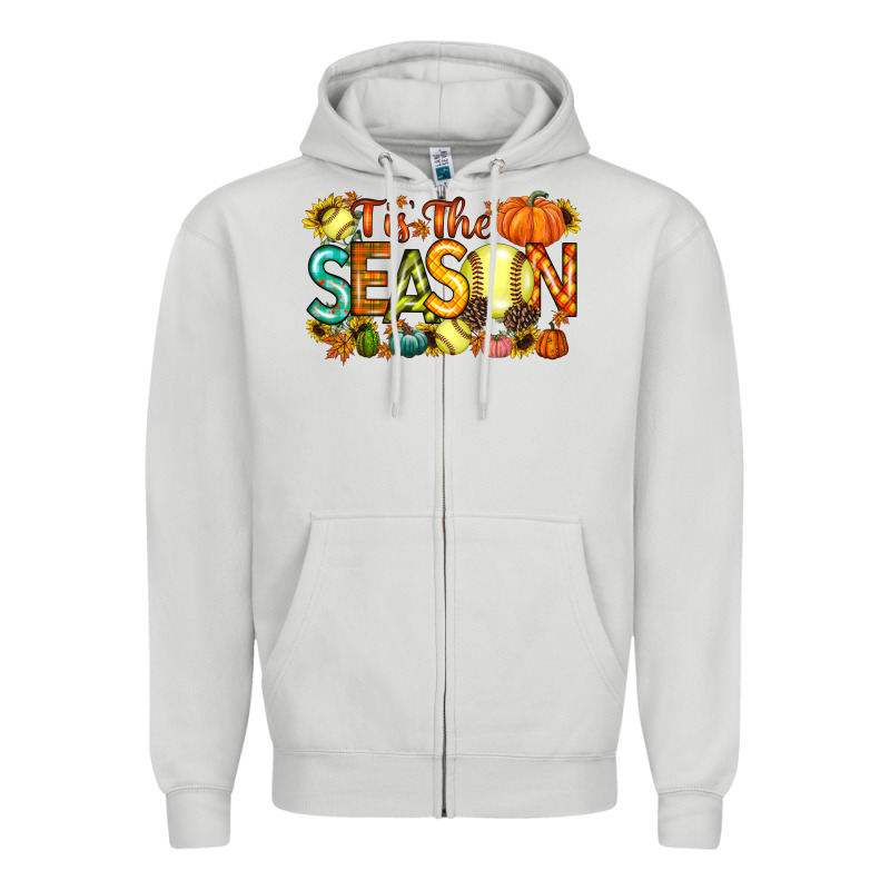 Tis The Season Softball Zipper Hoodie by RacoonDesign | Teevron