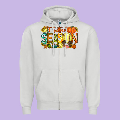 Tis The Season Softball Zipper Hoodie Designed By Racoondesign