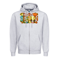 Heather Grey tis the season softball Zipper Hoodie - RacoonDesign
