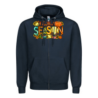 Navy tis the season softball Zipper Hoodie - RacoonDesign
