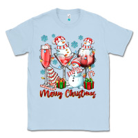Dusty Blue merry christmas wine glasses Classic Tee - texasbilliewilder