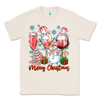 Natural merry christmas wine glasses Classic Tee - texasbilliewilder