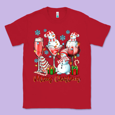 Merry Christmas Wine Glasses Classic Tee Designed By Texasbilliewilder