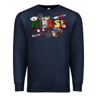 Navy Christmas nurse Premium Sweatshirt - BarkalooDesign