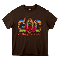 Chocolate Brown with god all things are possible lady of guadalupe Heavy Core Tee - Jasminsmagicworld