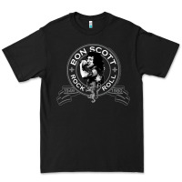 Black Bon Scott Rock n' Roll Lion Shield Premium Tee - trangStudio