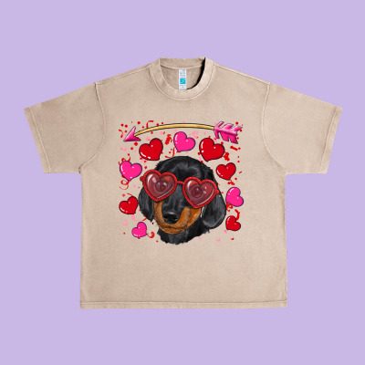 Valentine's Day  Dachshund Puppy Urban Heavy Tee Designed By Ranaportraitstore