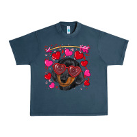 Midnight Navy valentine's day  dachshund puppy Urban Heavy Tee - RanaPortraitStore