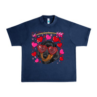 Navy valentine's day  dachshund puppy Urban Heavy Tee - RanaPortraitStore
