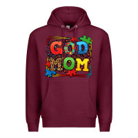 Burgundy autism god mom Premium Hoodie - LillyAllenDesigns