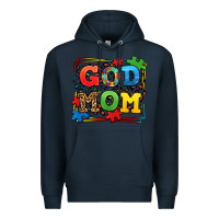 Navy autism god mom Premium Hoodie - LillyAllenDesigns