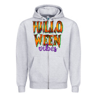 Heather Grey halloween vibes Zipper Hoodie - RacoonDesign