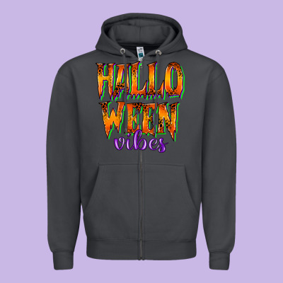 Halloween Vibes Zipper Hoodie Designed By Racoondesign