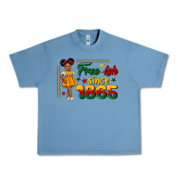Pebble Blue free ish since 1865 black girl peekaboo juneteenth Urban Heavy Tee - CowGirlArtShop