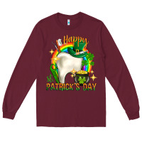 Burgundy Happy Dentist St. Patrick's Day Long Sleeve Tee - HowdyJamesFarm
