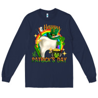Navy Happy Dentist St. Patrick's Day Long Sleeve Tee - HowdyJamesFarm