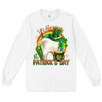 White Happy Dentist St. Patrick's Day Long Sleeve Tee - HowdyJamesFarm
