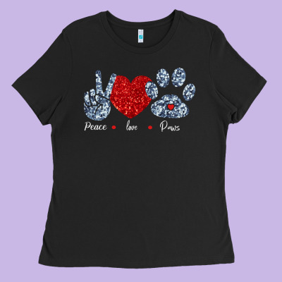 Peace Love Paws Ladies Tee Designed By Bettercallsaul
