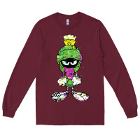 Burgundy Marvin The Martian Glitch Long Sleeve Tee - trangStudio