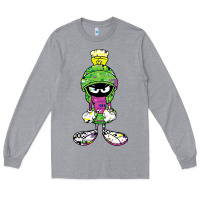 Heather Grey Marvin The Martian Glitch Long Sleeve Tee - trangStudio
