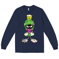 Navy Marvin The Martian Glitch Long Sleeve Tee - trangStudio
