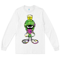White Marvin The Martian Glitch Long Sleeve Tee - trangStudio