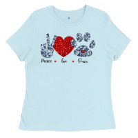 Baby Blue Peace Love Paws Ladies Tee - Bettercallsaul