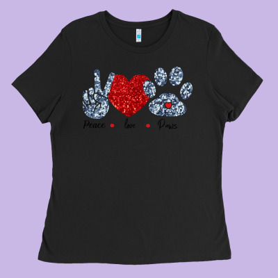 Peace Love Paws Ladies Tee Designed By Bettercallsaul